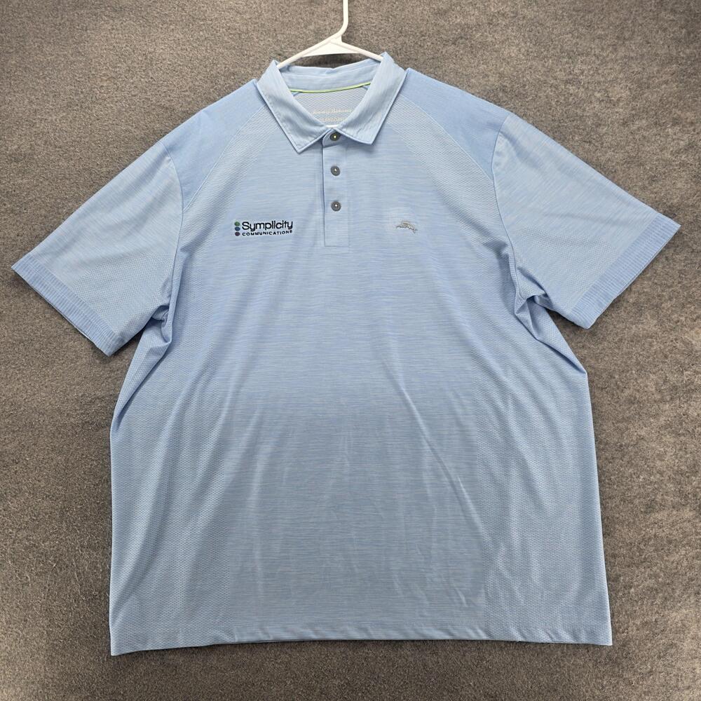Tommy Bahama Polo Shirt Mens 2XL Light Blue IslandZone Symplicity Logo